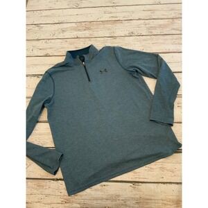 Under Armour Threadborne Mens Blue Herringbone Quarter Zip Pullover LG